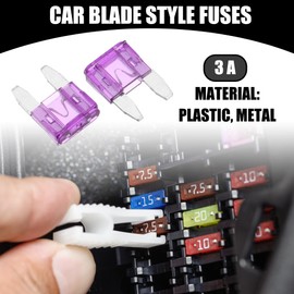 Partuto 100 Pcs Mini 3AMP APM/ATM Universal Car Fuse Blade Style Fuses Short Circuit Protection - Automotive Car Boat Truck SUV RV - Plastic Metal Purple