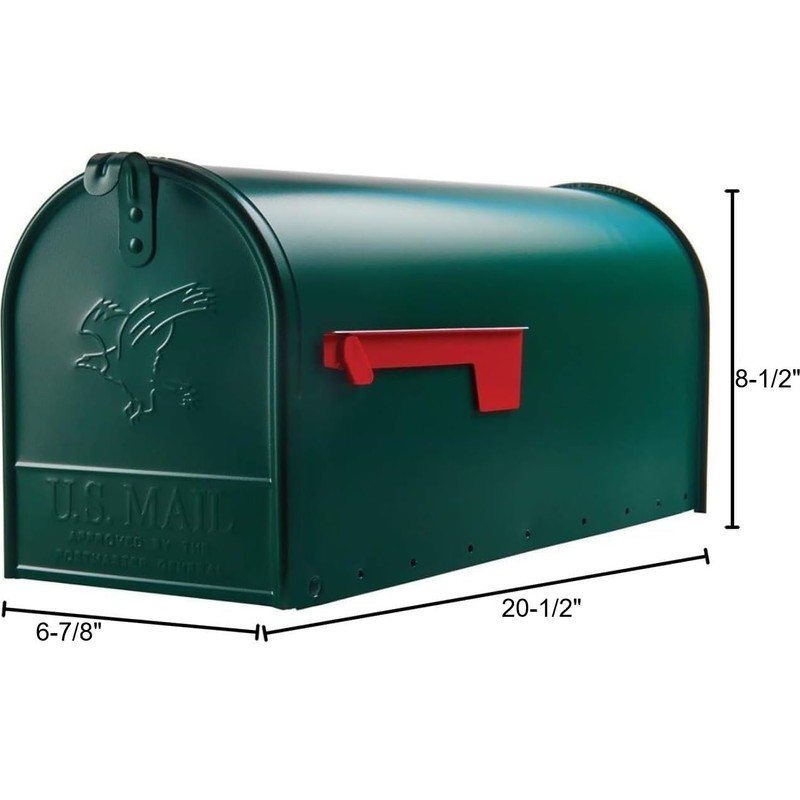 Plexon Outside Сurbside Horizontal Classic Mailbox, Dark Green, 20-1/2"L x