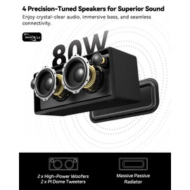 Bluetooth Speaker, StageSound Retro Speaker Wireless, Portable Loud Speaker with Bass Boost, 80W, IP67 Waterproof, LED Lights, TWS Pairing, 12H Playtime, TF/AUX/USB Play for Party, Home, Outdoor, Gift