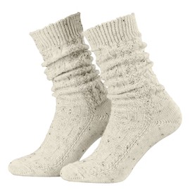 Piarini 1 Pair of Men’s Short Traditional Costume Socks, with a Plait Pattern | Wool, Beige, Nut Mottled UK Sizes 5.5-8.5 9-9.5 11-11.5 12.5-14.5 -
