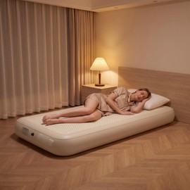 Air Mattress with Built-in air Pump; Single Blow up Floor Mattress， Brushed Single air Mattress 8 inches Thick; Suitable for Home, Guest Room and Camping Inflatable Mattress.