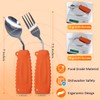 Ehucon Adaptive Utensils,Curved Angled Spoon and Fork Set,for Tremors Parkinsons