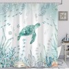 Aeyadis Teal Sea Turtle Shower Curtain, Ocean Theme Nautical Coastal