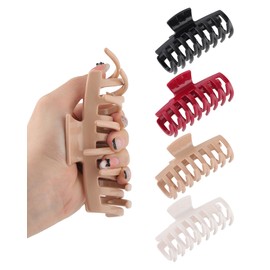 MOLANS Silicone Hair Claw Clips for Women, 4PCS Large Cozy Hair Clips, Flexible and Unsnappable Jaw Hair Clip, Strong Hold Non-slip for Women Thick or Fine Hair, Lightweight Hair Clamps