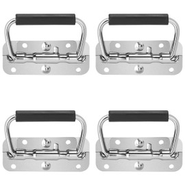 Jesustree Klappgriff Edelstahl, 4 Stück 100mm Tragegriff Hardware Boxen Griff mit Frühling für Flightcase Lautsprecherboxen Toolbox Tür Werkzeug Boxen (Silber)