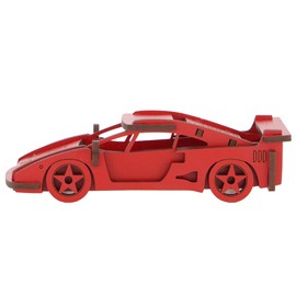 Little & Wood: Woodlet: Medium - Red Sports Car - 3D Wooden Kit-Set, Vehicle Puzzle, Easy Assembly, Pop Build Fun, Sustainably Sourced Wood, Ages 6+