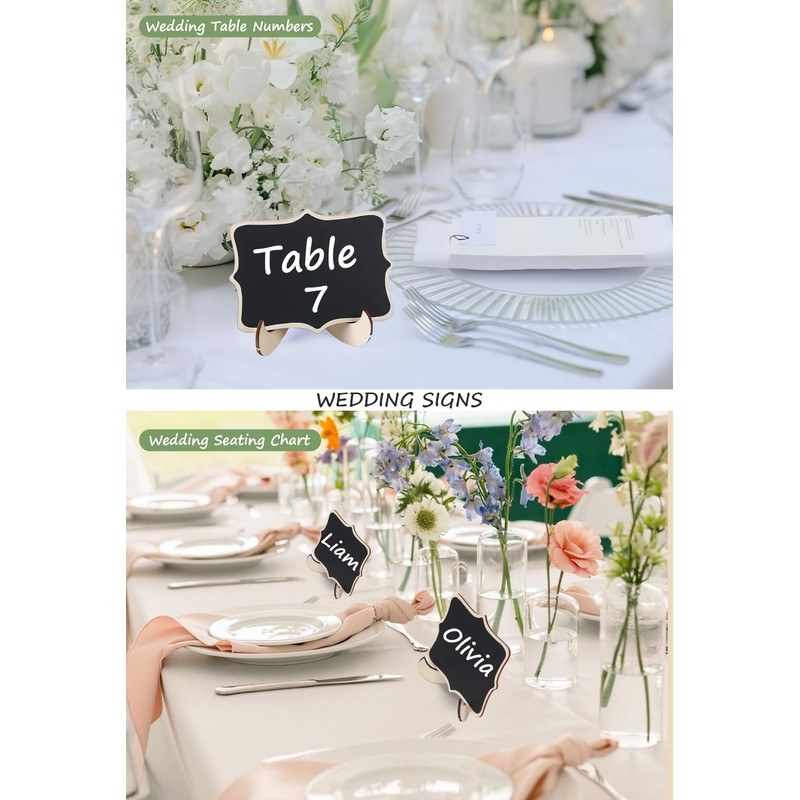 Herda 18 PCS Mini Chalkboard Signs with Easel Stand, Wooden