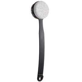 Beomeen Pumice Stone for Feet and Shower Brush with Long Handle 13.7",Hard Skin Callus Remover, 2 in 1 Foot Scrubber Brush, Back Scrubber Body Brush for Shower Deep Cleansing and Exfoliating (Curved)