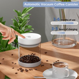 Olubfdh Auto Vacuum Coffee Container, 700ML/10oz Airtight Food Storage Containers, Coffee Bean Storage Canister, Glass Storage Jars for Beans & Food