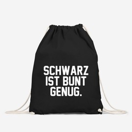 MoonWorks® Gym Bag with Saying "Schwarz ist bunt genug Funny Gym Bag, Black-black