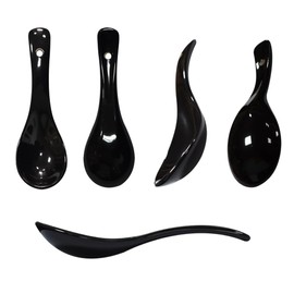 Lotatheta 5 Colors Porcelain Soup Spoon Ceramic Round-Bottom Asia Rice Spoons Chinese Won Ton Spoons One of each color for Home Kitchen Restaurant