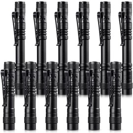 Honoson 12 Pieces Mini LED Pen Flashlight Bulk Small Pocket Flashlight 3.5 Inch, 5.24 Inch Aluminum Handheld Penlight with Clip for Inspection Camping Emergency Diary Lighting