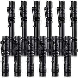 Honoson 12 Pieces Mini LED Pen Flashlight Bulk Small Pocket Flashlight 3.5 Inch, 5.24 Inch Aluminum Handheld Penlight with Clip for Inspection Camping Emergency Diary Lighting