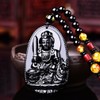 clin-kk Buddha Pendant Necklace Bodhisattva Amulet Talisman Made of Obsidian