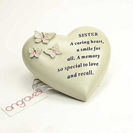 Angraves Special Sister Butterfly Gem Heart Graveside Memorial Ornament Plaque