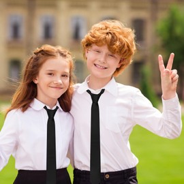 Luckyvestir Boys Tie Solid Color Tie for Boys Kids Ties Boys Necktie Self-Tie for kids (8-14 yr) (black)