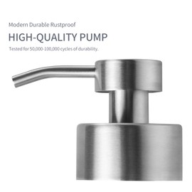 Enra Soap Dispenser, 12 oz Silver Bathroom Soap Dispenser, Stainless Steel Lotion Pump, Refillable Hand Liquid Soap Dispenser, Modern Lotion Bottle for Bathroom, Kitchen