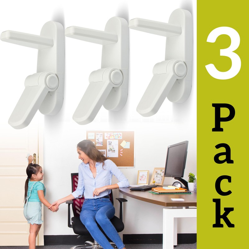 Door Lever Lock (3 Pack) Prevents Toddlers from Opening Doors.