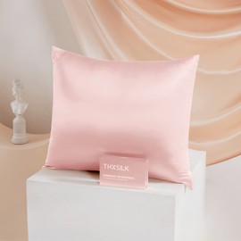 THXSILK 25 momme Silk Pillowcase for Hair and Skin - Mulberry Silk Pillowcase - Hypoallergenic with Hidden Zip - Pure Silk on Both Sides (Luxury Charming Pink, 80 x 80 cm)