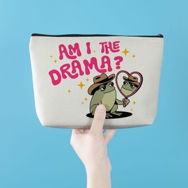 Funny Western Frog Makeup Bag Cute Frog Stuff Cosmetic Bag Frog Gifts for Women Girls Best Friends Mom Daughter Sisters Vintage Zipper Pouch Christmas Birthday Friendship Gifts Travel Toiletry Bag