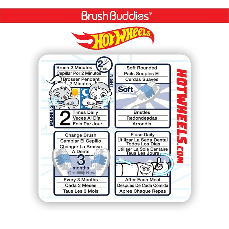 Brush Buddies Hot Wheels Manual Toothbrushes for Kids – 3