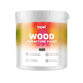 Tapel Quick-Dry 30min Matte Wood Paint | 35 Oz Black | Child-Safe & Pet-Friendly Furniture Coating | Anti-Yellowing, Stain-Resistant Finish | Water-Based Low VOC for Cabinets, Tables, Dressers