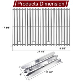 Hiorucet Grill Parts for Broil King 9221-64, Baron 440, Baron 420, 9221-67, Baron 490, 9225-54, Baron 320, Baron 320S, 9221-54, 9221-57, 9211-54, 9215-54, Stainless Steel Grill Grates and Heat Plates
