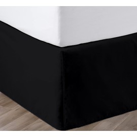SGI bedding 18 Inch Drop Bed Skirt Full Size with Platform to Stay in Place Elegant Pleated Design with Split Corners Wrinkle Resistant Fabric for Modern and Stylish Look - Black