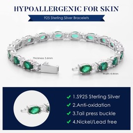 Iefil Tanzanite Tennis Bracelets for Women - December Birthstone Bracelet Sterling Silver, Anniversary Birthday Gifts for Women, Jewelry Gifts for Woman Her,6.5"