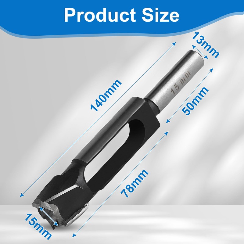 SWAWIS Dowel Tenon Drill Diameter 15 mm, High Carbon Tenon