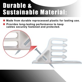 200 Pcs Multi-Cable Staple, Cable Stackers Electrical Wire Stackers, Cable Staples Clips with Steel Nails, White for Suitable Most Cables (White)