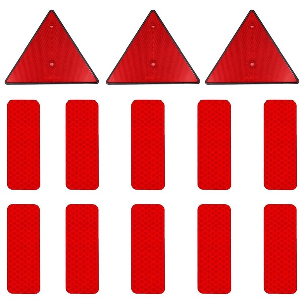 3 Pieces of Triangular Reflective Cards, 10 Red Reflective Stickers,