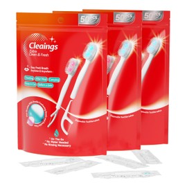 cleaings® Disposable Toothbrushes with Double Cleaning Beads Toothpaste and Clean Floss Picks for Work or Travel - 50 pcs-Mint Flavor（Pack of 3）