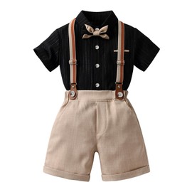 KLGIRL 9132 Children's Suit, Boys’ Suit, Formal Suit, Kids, Gentleman Clothes, Graduation Ceremonies, Boys, Short Sleeves, Children's Costume, Summer, Children's Clothes, Set Up With Suspenders, For