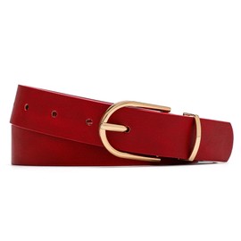 Earnda Women's Faux Leather Chic Belt for Ladies Jeans Red Small