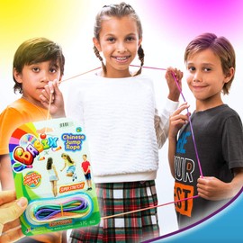 Chinese Jump Rope (12 Packs) Elastic Skipping Rope Game for Kids & Adults I by JA-RU | Colorful Stretchy Jump Rope for Kids, Girls and Boys. Party Favor. Physical Education Equipment | Item #733-12s