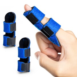 Welnove Finger Clips, 2 Pieces Finger Splint for Mallet Fingers, Trigger Fingers, Broken Fingers, Finger Stabiliser to Tighten and Support Finger Blue
