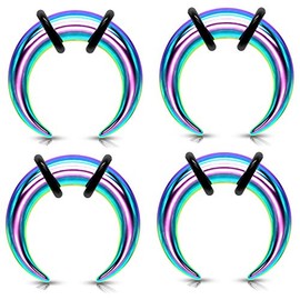 Zaya Body Jewelry 6g 8g 10g 12g Rainbow Steel Pinchers for Ears Septum Horseshoe Gauges