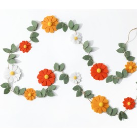 JarThenaAMCS Daisy Felt Garland Groovy Boho Daisy Hanging Banner Spring Flower Garland Hippie Party Decorations for Birthday Baby Shower Wedding Party Supplies