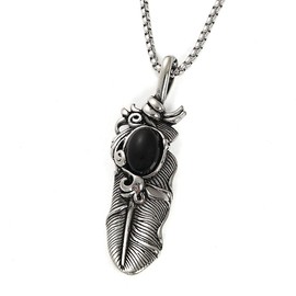 Jeem Feather Necklace Indian Jewelry Pendant Native American Series, Stainless Steel