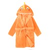 LOLANTA Children's Fleece Dinosaur Bathrobe Plush Hooded Bathrobe for 1-8