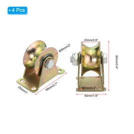 PATIKIL 4 Pcs U-Type Groove Pulley, 2 Inch Groove Wheel Caster for Sliding Gate, Industrial Machines, Wire Rope Rail, Loading Capacity 441 Lbs