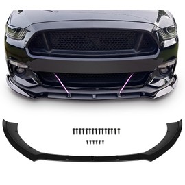 SCITOO Plastic Front Lip Spoiler Fits for 2015-2017 for Ford for Mustang Glossy Black Front Bumper Lip