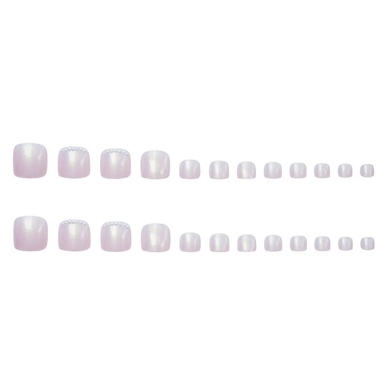 24 Pcs Light Purple Toenail Nail Tips 3D Decoration Glitter