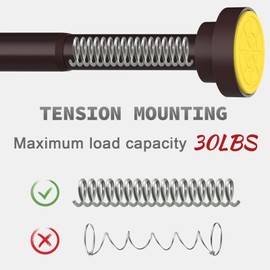 Thestoa Brown Shower Curtain Rod Adjustable 43-66 inch, 1"Diameter Spring Tension Curtain Rod No Drill, Anti-Rust Non-Slip Shower Rod for Bathroom Tension Rod