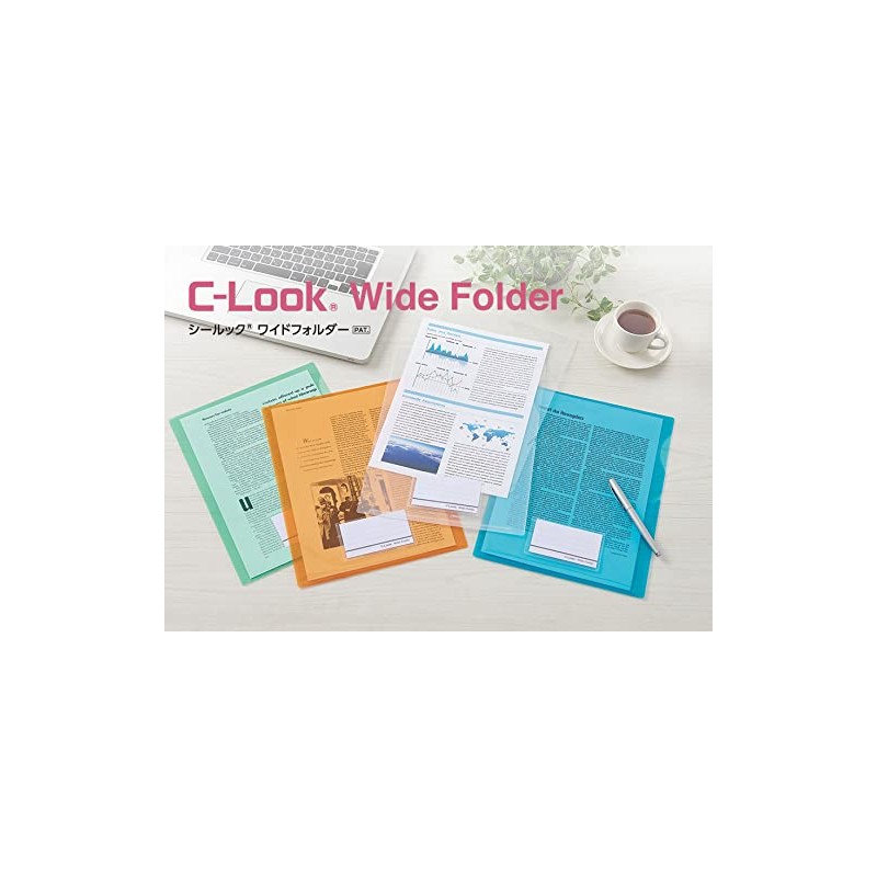 Sekisei CLK-2404-90 Stick-Look Wide Folder, A4 Wide, Clear, 10 x