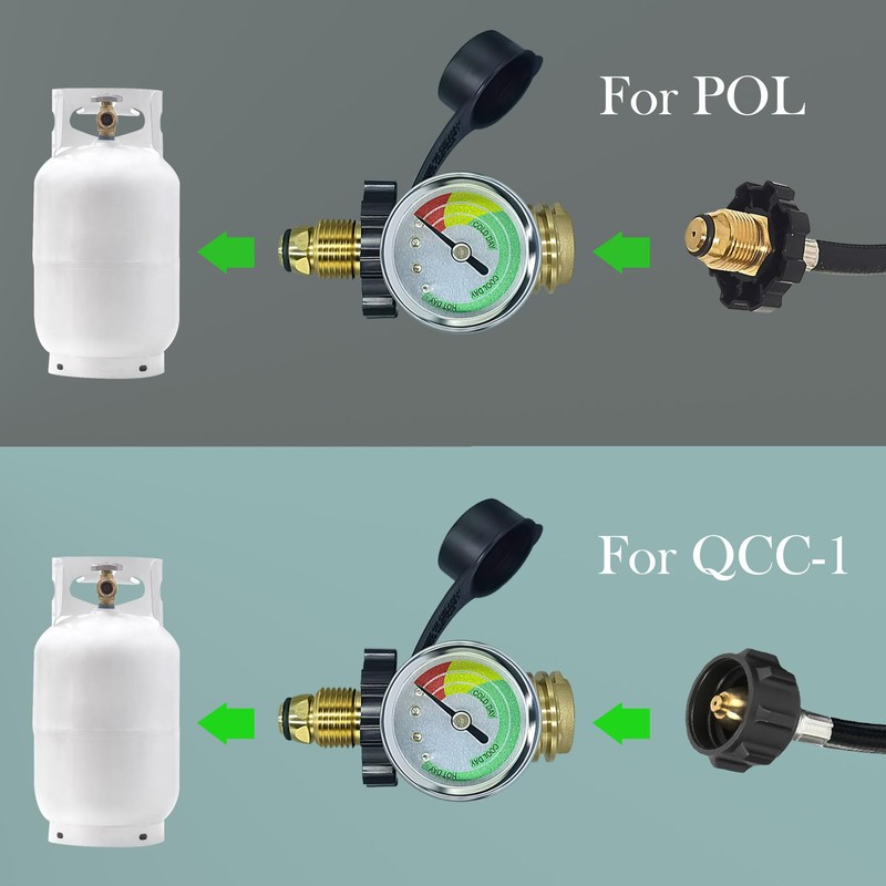 100 Ib Propane Tank Adapter with Gauge Connector, Universal Propane