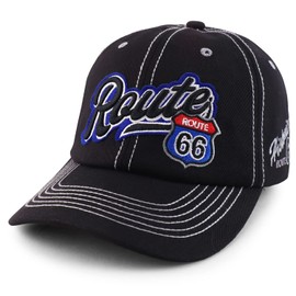 Trendy Apparel Shop Route 66 3D Embroidered Baseball Cap, Black, One Size