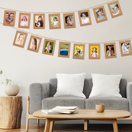 LIQWEI 20Pcs Paper Picture Frames, 4x6 Inch Photos Banner, Paper Photo Frame Photos String With Clips, Photo Hanging Clips String for Home Wall Decor,School and Office Decor