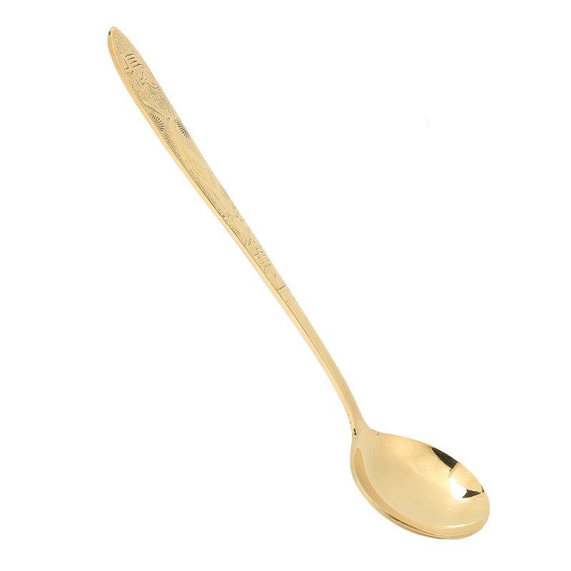 Serving Spoon Mirror Polished Brass Glossy Edges Heavy Duty Round